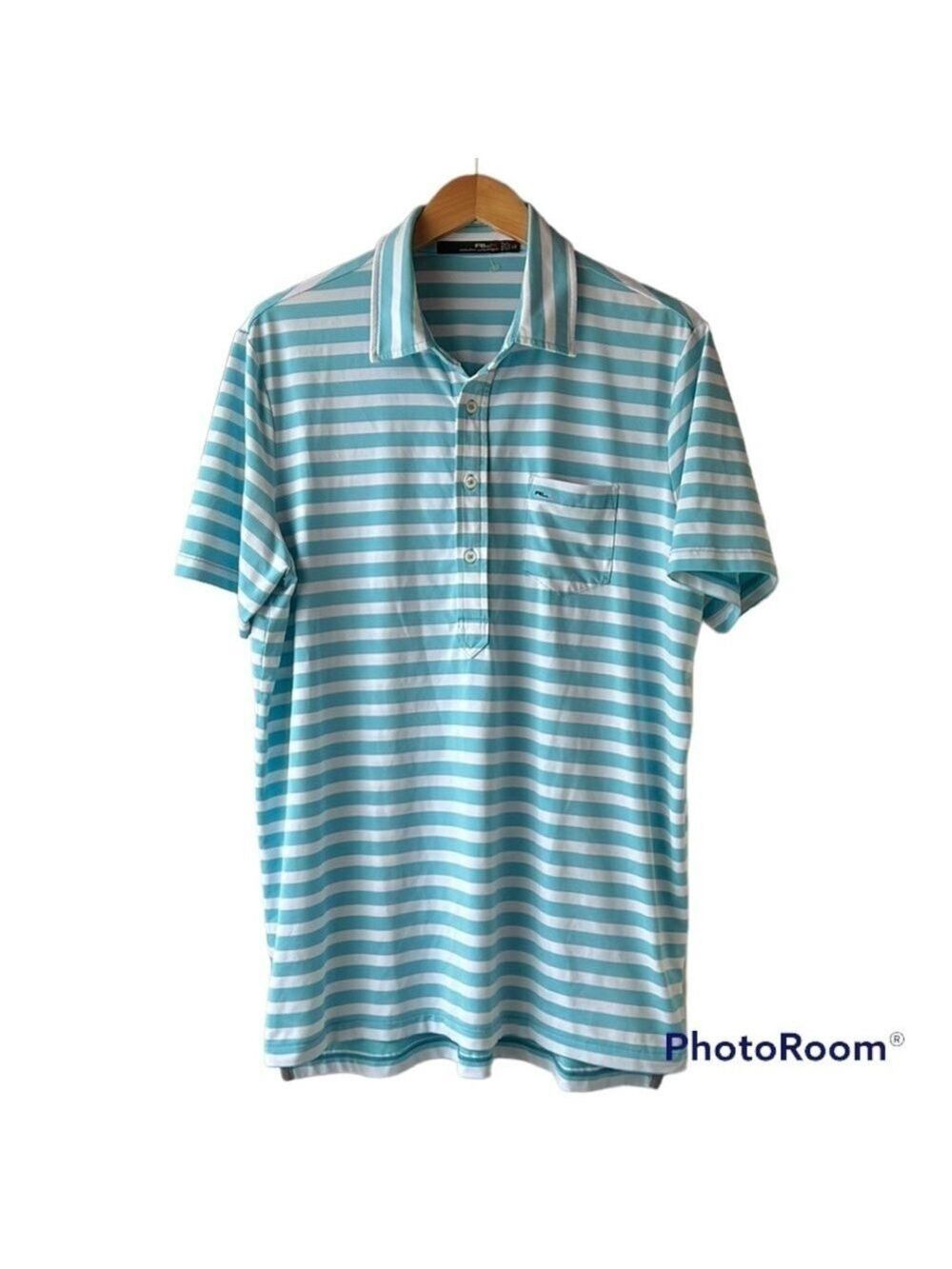 RALPH LAUREN Blue Striped Polo Shirt Size Large